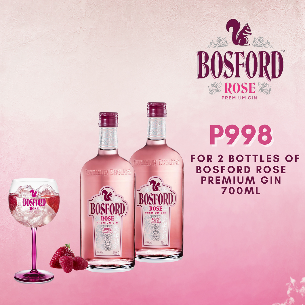 Bosford Rose Premium Gin 700ml - 2 Bottles