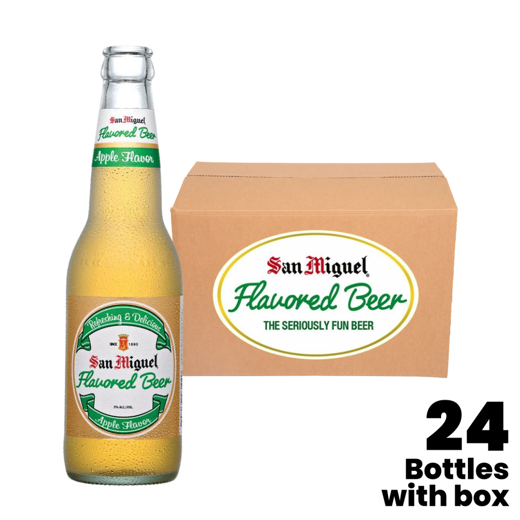 San Miguel Flavored Beer Apple 330ml Bottle x 24 (1 Case) with Bottles and Box