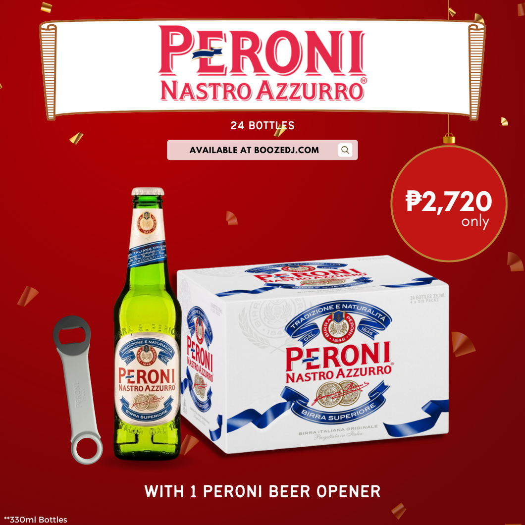 Peroni Nastro Azzurro 330ml Bottle x 24 (1 Case) with Bottle Opener