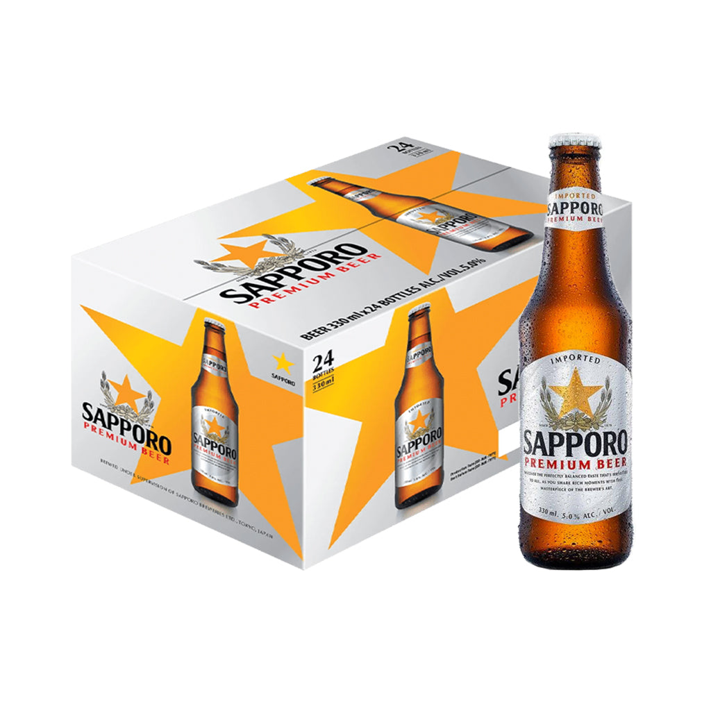 Sapporo Premium Beer 330ml Bottle x 24 (1 Case)