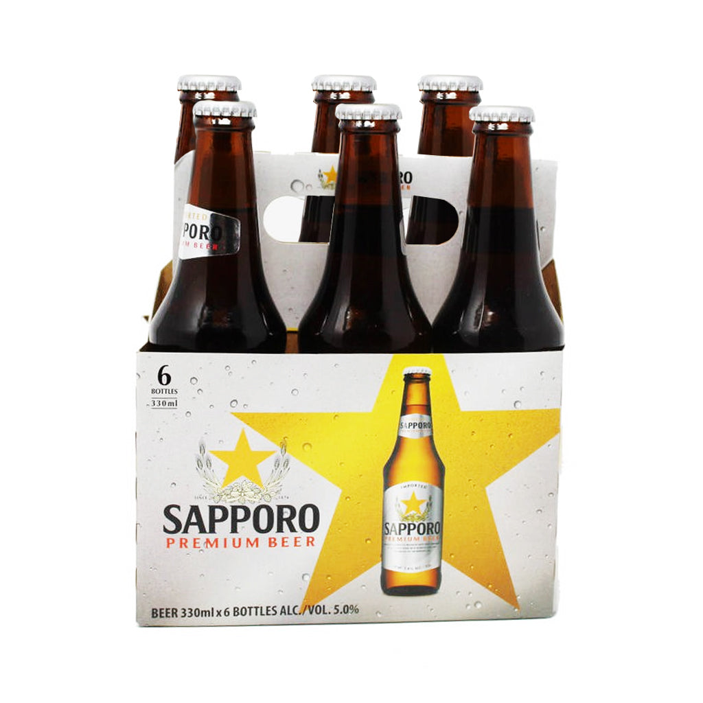 Sapporo Premium Beer 330ml Bottle - 6 Pack
